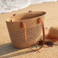 thumbnail image 6 of PULLIMORE Women's Straw Lace Beach Tote Bag, Large Summer Boho Woven Bags Shoulder Purse Handbags for Vacation, Khaki, 6 of 8