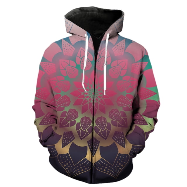 Sudadera con capucha y cremallera de mandala para hombre, divertida sudadera de manga larga, gran oferta 2024, moda hip hop, camisetas con estampado 3D, estilo Harajuku de gran tamaño.