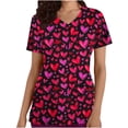thumbnail image 5 of cocolona Scrubs for Women V Neck Short Sleeve Cute Heart Print Workwear Uniform T-shirts with Pockets, 5 of 5