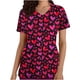 thumbnail image 1 of TaTaai Valentine Day Print Women Scrub Top Pure Cotton Loose Fit Short Sleeve V Neck Patch Pocket Soft Stretch Medical Work Casual Wear Gift, 1 of 5