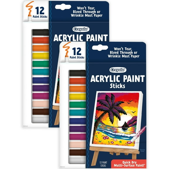 Crayola Acrylic Paint Doodle Sticks, 12 Per Pack, 2 Packs