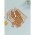 thumbnail image 3 of Bagilaanoe 1-5T Baby Girl One Piece Swimsuits Kids Zipper Rush Guard Swimshirts Quick Dry Long Sleeve Swim Shirt Toddler Swimwear Bathing Suit Ruffled Beachwear, 3 of 8