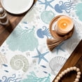 thumbnail image 3 of Coral Jellyfish Coastal Table Runner 70 Inches, Blue Summer Nautical Starfish Bed Runner Dresser Scarves Tabletop for Indoor Outdoor Parties/Ceremony/Banquet, 13" x 70", 3 of 9