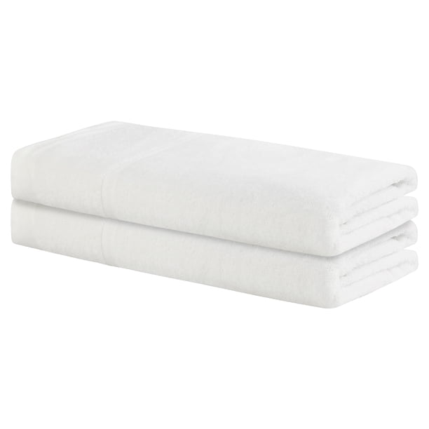 Toallas de baño suaves de algodón en paquete de 2, altamente absorbentes y ligeras para el baño, blancas 28' x 56'