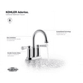 thumbnail image 4 of Kohler Aderlee 1.2GPM Center-Set Bathroom Sink Faucet, Polished Chrome, 4 of 5