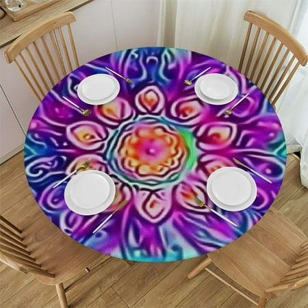 

SHERONV Mandelbrot Psychedelic Art Round Table Cover Stain Resistant Washable Indoor Outdoor Tablecloth Kitchen Dining Wedding Parties 100% Polyester Waterproof 31 -35