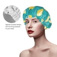 thumbnail image 2 of KLL Lemon Blue Pattern Shower Cap & Bath Cap for Women,Reversible Oversized Waterproof Shower Caps for all Hair Lengths,Elastic Reusable Bathing Hair Cap, 2 of 6