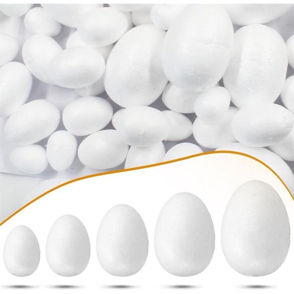 Easter DIY Painting Eggs,Handmade Foam Egg,White Craft Making Eggs,5 Sizes Fake Eggs,Polystyrene Solid Eggs,for Party Easter Halloween School Home Art Projects 90 Pcs
