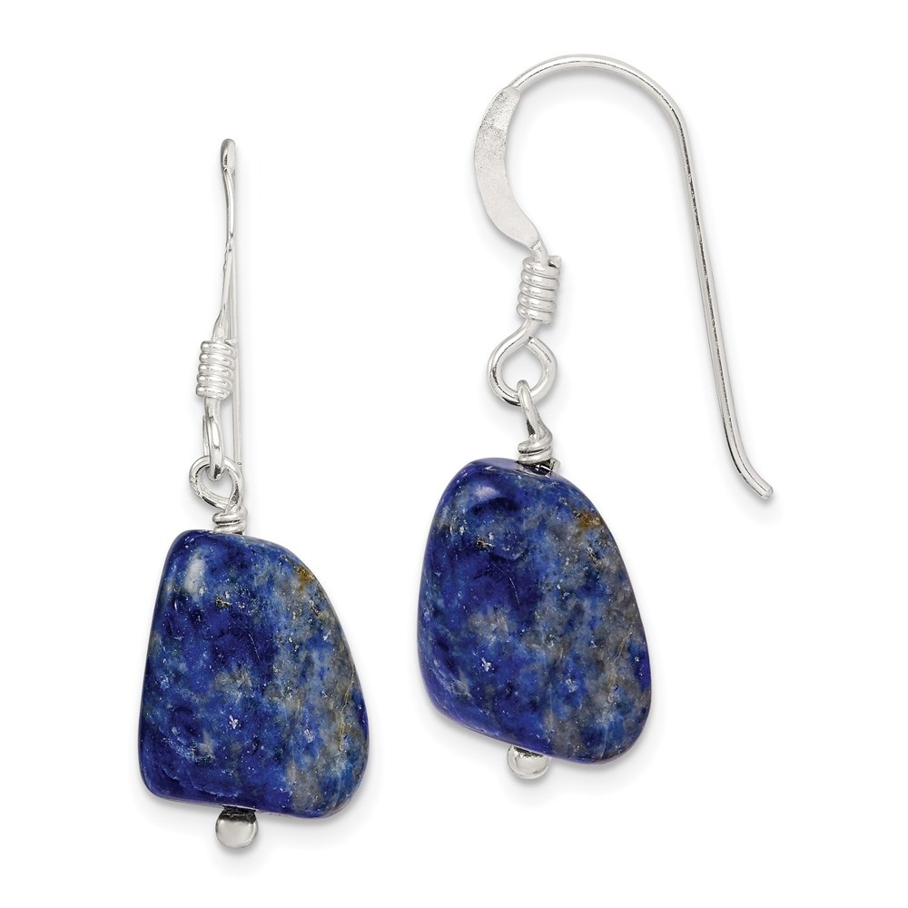 Blue Lapis Square Dangle Earrings 
