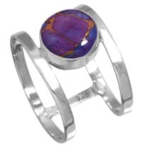 925 Sterling Silver Ring For Women - Teens Copper Purple Turquoise Gemstone Silver Ring Size 7 Boho Silver Ring Size 7 Birthday Gift For Ladies 925 Silver Gemstone Jewelry