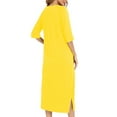 thumbnail image 6 of DeHolifer Women Zipper Robe Solid Color 3/4 Sleeve Duster Housecoat Short Bathrobes Zip Front Nightgown with Pockets Yellow XL, 6 of 6