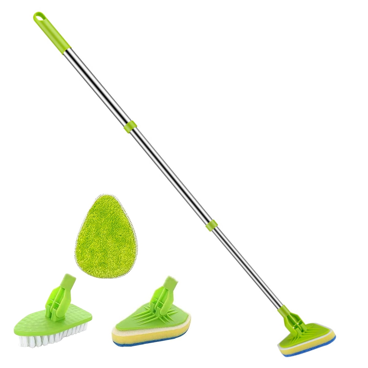 Lochimu Long Handle Scrub Cleaning Brush 3 in 1 Shower Cleaning Brush Retractable Multifunctional 180 Rotating Triangle Cleaning Mop, Size: 1 Set