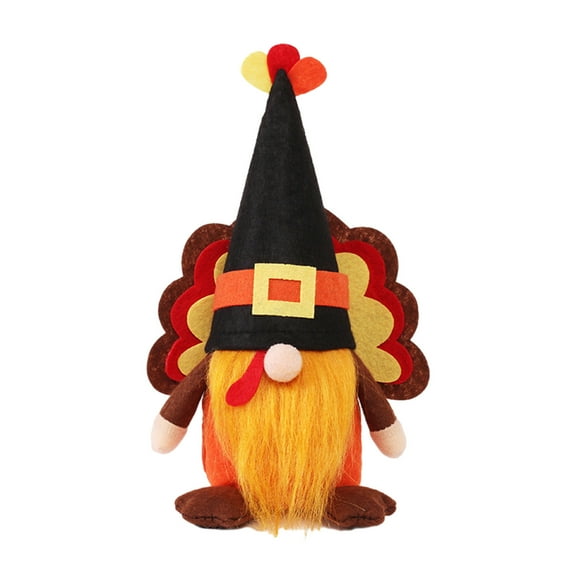 Fall Thanksgiving Turkey Gnome Decorations 7.9'' Handmade Swedish Tomte Gnomes with Leaves Wings Harvest Gnome Plush Scandinavian Figurine Nordic Gnomes Holiday Decor Gifts Fall Decorations for Home