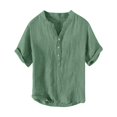 thumbnail image 3 of Migroa Men's Fashion Shirt Casual Beach T-Shirts Solid Tops Shirts for Men 3/4 Sleeve Regular-Fit Henley T-Shirt Summer Lightweight Beach Yoga Tops Light green 2XL, 3 of 5