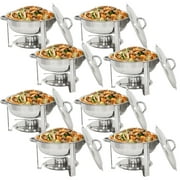 ZENY Pack of 8 Full Size Round Chafing Dish 5 qt Stainless Steel Buffet Catering Set