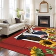 thumbnail image 2 of Cow Sunflowers Area Rugs 5'x8', Washable Small Throw Rugs for Classroom Bedroom, Botanical Floral Leaves Bees Farm Barn Indoor Outdoor Rug Non-Slip Low Pile Carpet Runner Reversible Floor Mats, 2 of 8