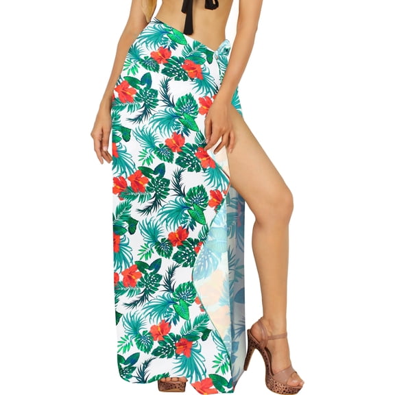 HAPPY BAY Women's Beachwear Summer Bikini Wraps Beach Wrap Coverups Sarong Skirt Swim Cover up Swimwear Swimsuit Coverups for Women One Size Sky, Hibiscus