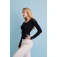 thumbnail image 3 of Cotton Long Sleeve Ribbed Henley Top with Buttons, 3 of 11