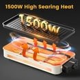 thumbnail image 3 of Electric Indoor Grill 1500W, YOHAWJAN 2 in 1 Smokeless Indoor Grills with Non-stick Removable Grill & Griddle Plate, Temperature Control, Portable Korean BBQ Grill with 3 Raclette Cheese Pans, 3 of 8