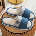 thumbnail image 6 of IEMIEMIEM Linen Slippers for Men Japanese Style Summer House Slippers Indoor Lightweight Open Toe Bathroom Slides Soft Sole Sandals for Home 9 wide, 6 of 6