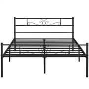 Renwick Jocelyn Modern Scroll Metal Platform Queen Bed, All Ages, Black