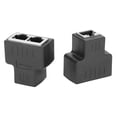 thumbnail image 3 of Adaptador de Cable Ethernet, 2 uds., 1 entrada y 2 salidas, interfaz hembra RJ45, conector LAN, extensor de Cable, divisor para Internet, color negro, 3 of 8