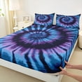 thumbnail image 3 of Manfei Watercolor Tie-Dye Full Size Sheets,Purple Blue Ombre Bed Sheets,Abstract Splash Sheet Sets For Kids,Ultra Soft Home Decor,4 Pieces, 3 of 7