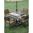 thumbnail image 3 of Outdoor Tablecloth with Umbrella Hole and Zipper, Purple Lavenders Square Table Cloth 60x60 Inch Waterproof Tablecloth, Spring Floral Black Plaid Farmhouse Picnic Table Cover for Patio Camping, 3 of 7
