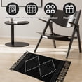 thumbnail image 5 of Dznils Black Boho Bathroom Rugs, Farmhouse Geometric Polyester Bath Mat with Tassel, 24" x 35", 5 of 13