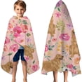 thumbnail image 3 of Golden Retriever with Flowers Hooded Bath Towel，60"x35" for Ages 3 To 12 Kids, Quick Dry Lightweight Soft Microfiber Hood Beach Towel Cover Up for Kids, 3 of 7