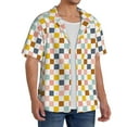 thumbnail image 2 of Goofa Colorful Checkered 1 Printed Men's Casual Short-sleeved Shirt,Lightweight Breathable Button-down,Summer Casual men's top,Versatile Fashion shirt-Large, 2 of 7