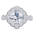 thumbnail image 2 of 3 Carat Center 6.5MM Cushion Cut Lab Created Moissanite Diamond Cushion Halo Engagement Ring For Women In 14K White Gold Over Sterling Silver(G-H Color, VVS1 Clarity 3Cttw) Size - 8, 2 of 5