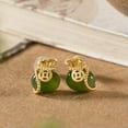 thumbnail image 4 of K-KED Jade Blessing Bag Earrings Natural 925 Silver Gemstones Women Delicate Jewelry Ear Studs-Green, 4 of 6