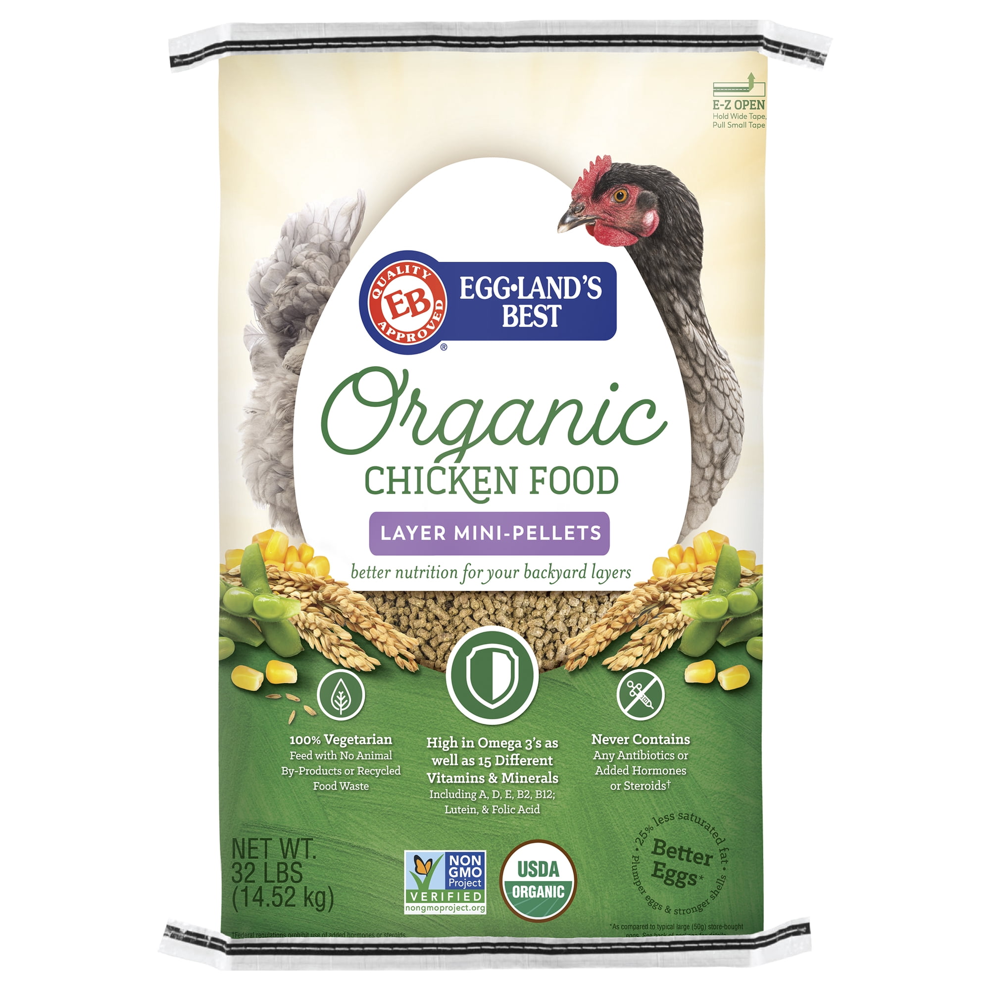 Eggland's Best Organic Egg Layer Mini-Pellets Chicken Food, 32 lbs.