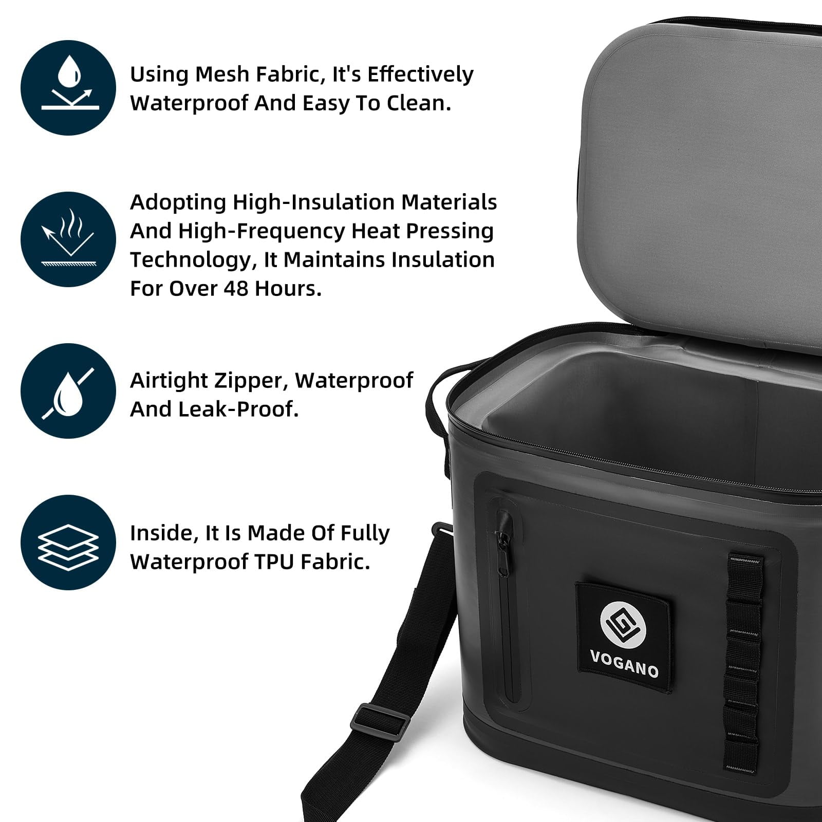 28 Can Soft Cooler, Insulated Leak-Proof with Waterproof Zipper, Portable Ice Chest for Camping, Beach, Travel, Picnic, Fishing