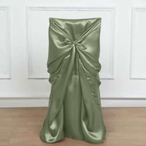 Efavormart Eucalyptus Sage Green Chair Covers for Party 5 Set Universal Satin Self Tie Banquet Folding Wedding Chair Cover - Fit on Most Chairs - Easy Use & Machine Wash Slipcovers for Outdoor Event