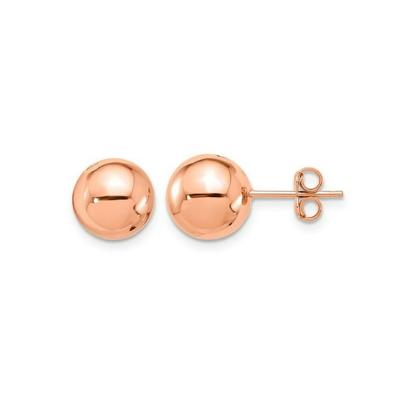 Gem & Harmony Gold Button Ball 10mm Stud Earrings in 14K Rose PInk Gold for Women