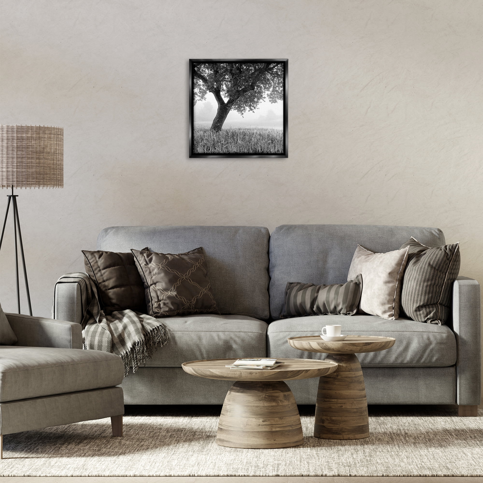 Stupell Industries Tuscan Morning Scenery Landscape & Nature Photography Black Floater Framed Canvas Art Print Wall Art, 18 x 18