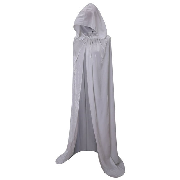 Capa VGLOOK de terciopelo con capucha, 160 cm, color blanco