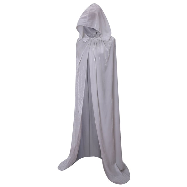 Capa VGLOOK de terciopelo con capucha, 160 cm, color blanco