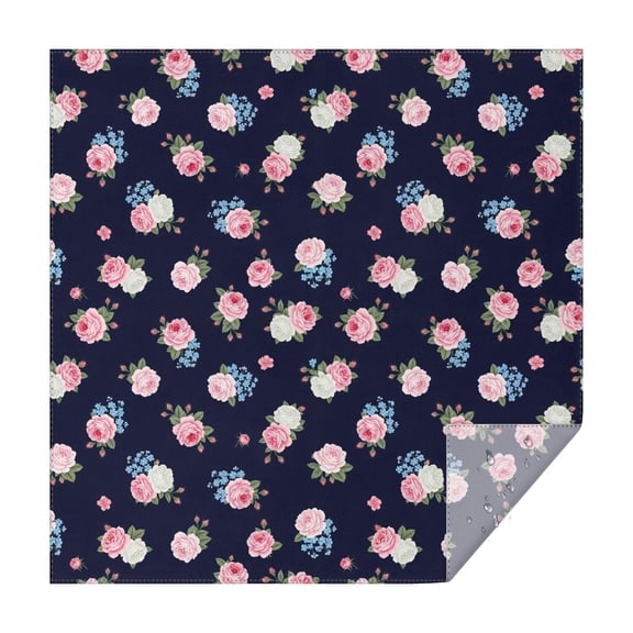 Pioneer Flower Floral Print Pattern Square Tablecloth, Waterproof Wipeable Spillproof Washable Table Cover for Home Kitchen Party Decor, 42"x42"