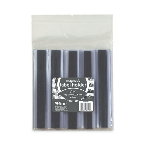 C-Line 87810 6 in. x 1 in. Side Load Clear Magnetic Label Holders (10/Pack)