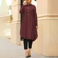 thumbnail image 2 of JUNWELL 2024 Summer Muslim Solid Blouse For Women Simple Cotton Linen Long Shirt Saudi Arabia Islam Femme Tops Lady A-Line Shirt Dresses, 2 of 7