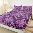 thumbnail image 3 of Feelyou Purple Boho Damask Queen Sheet Sets, Retro Western Fashion Bed Set, 4-Piece, 3 of 7