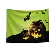 Halloween Tapestry Spooky Pumpkin Bat Wall Hanging Decor For Home Dorm