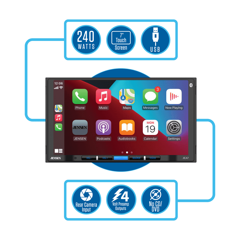 JENSEN J1CA7 7-inch Certified Apple CarPlay Android Auto