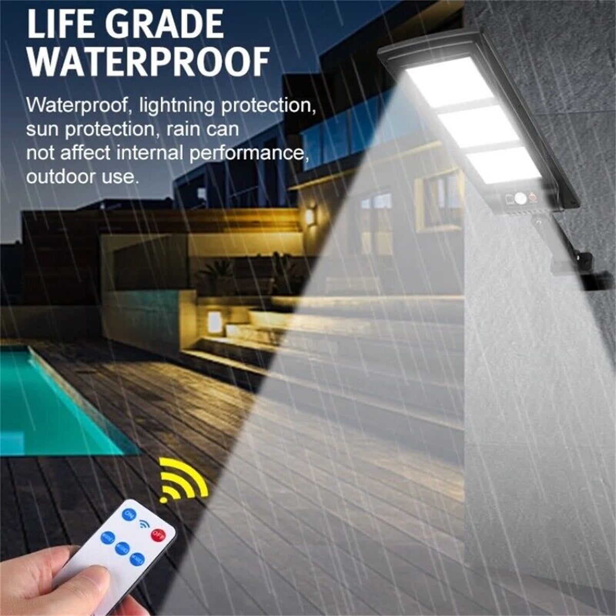 Solar Street Light Outdoor, 4000LM Motion Sensor Solar Outdoor Lights with Remote Control, Auto on/off Dusk to Dawn Street Flood Lamp for Outside Yard, Garden, Patio