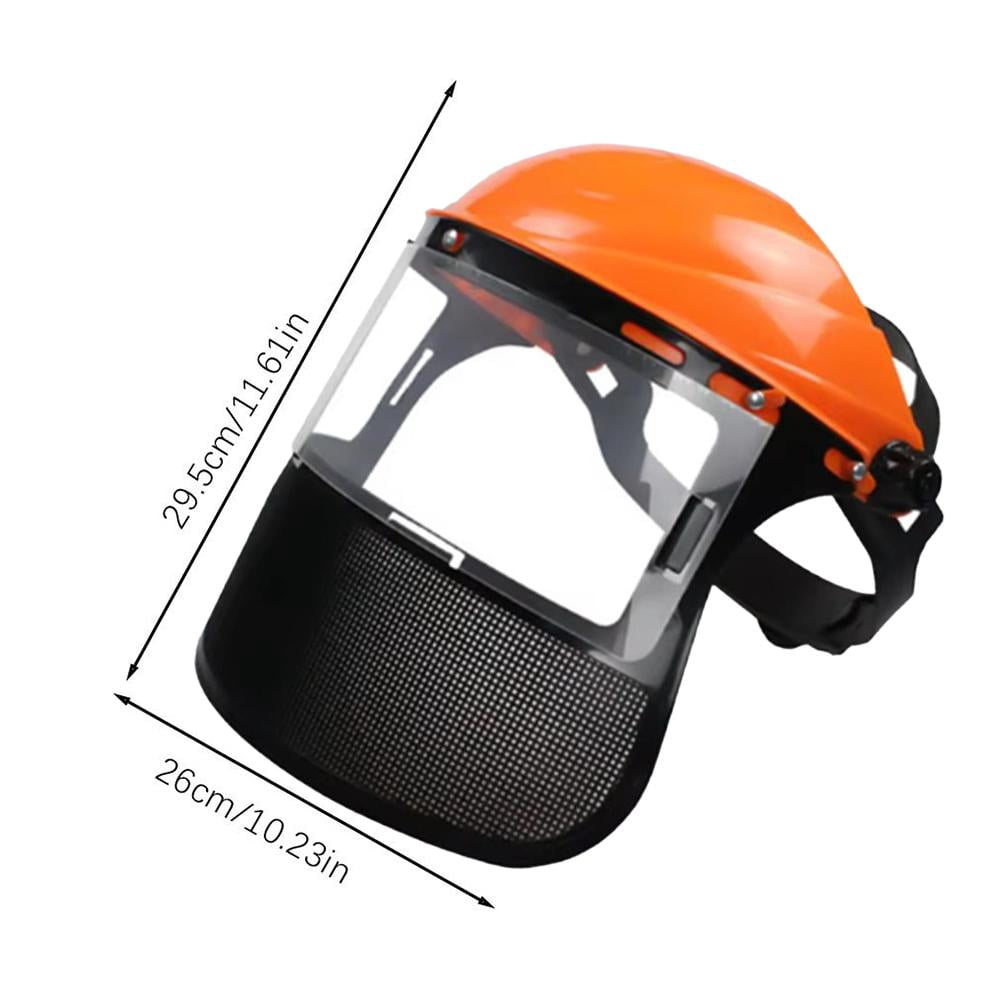 Adjustable Safety Helmet with Full Face Mesh Visor for Brush Cutter, Forestry, Gardening Protection