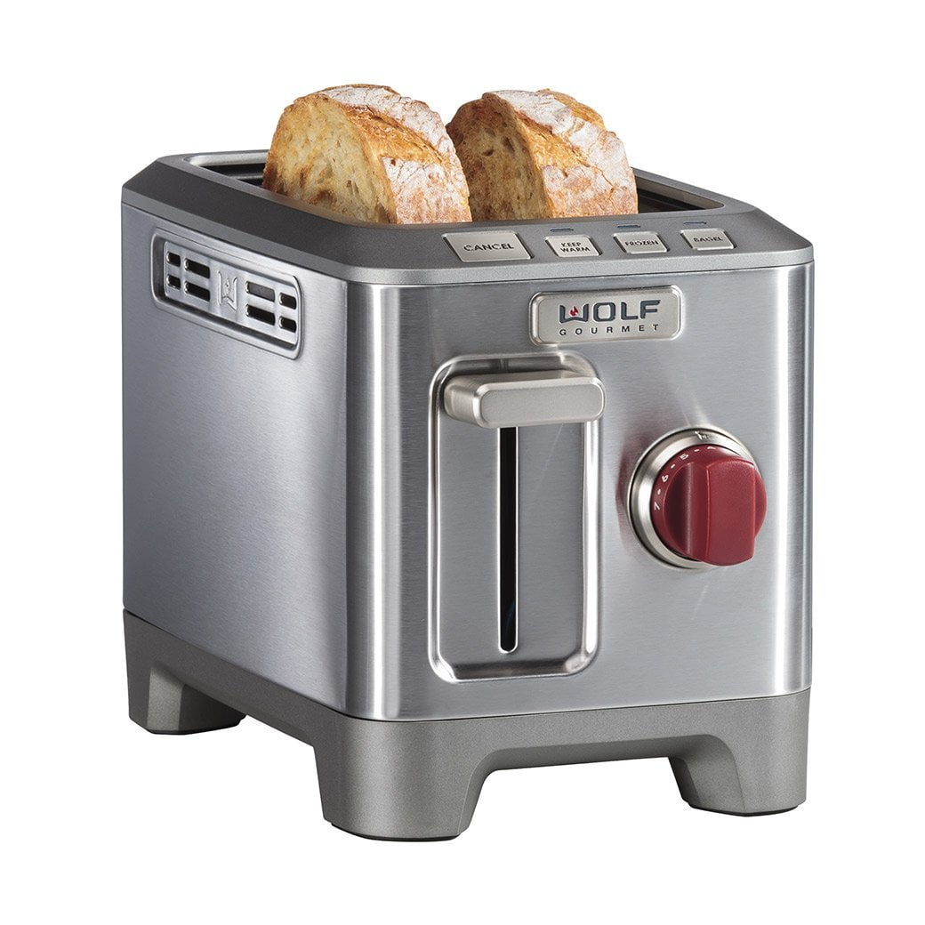 WOLF Gourmet 2 Slice Toaster with Red Knob WGTR102S