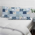 thumbnail image 3 of Blue Floral Pillow Covers, Linen Long Throw Pillow Case, Spring Flowers Plants Patchwork Grid Bohemia Holiday Pillow Protector Decorative Cushion Cover for Living Room/Bedroom 20" x 26", 3 of 8